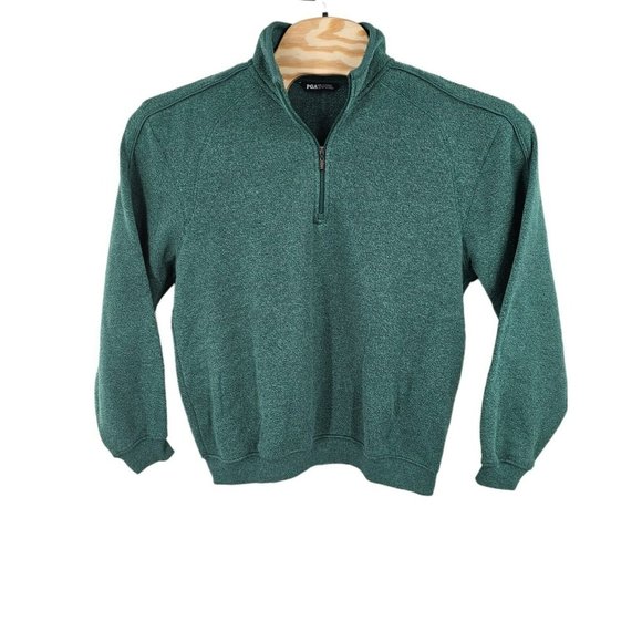 PGA Tour 1/4 Zip Sweater Green Men's Size Medium Golf Birdie Polyester Blend - Picture 1 of 11